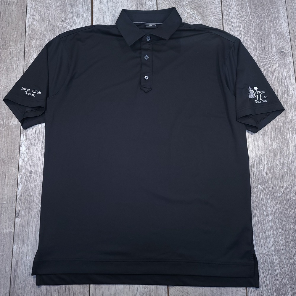 FootJoy Golf Polo Mens XL Black Vespra Hills Golf Club Embroidered Short Sleeve